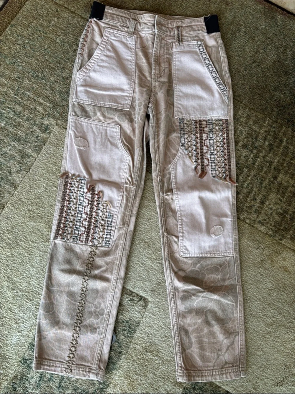 Anthropology’s Pilcro Neutral Patchwork Wide-Leg Jeans in Beige and Cream - Picture 11 of 15